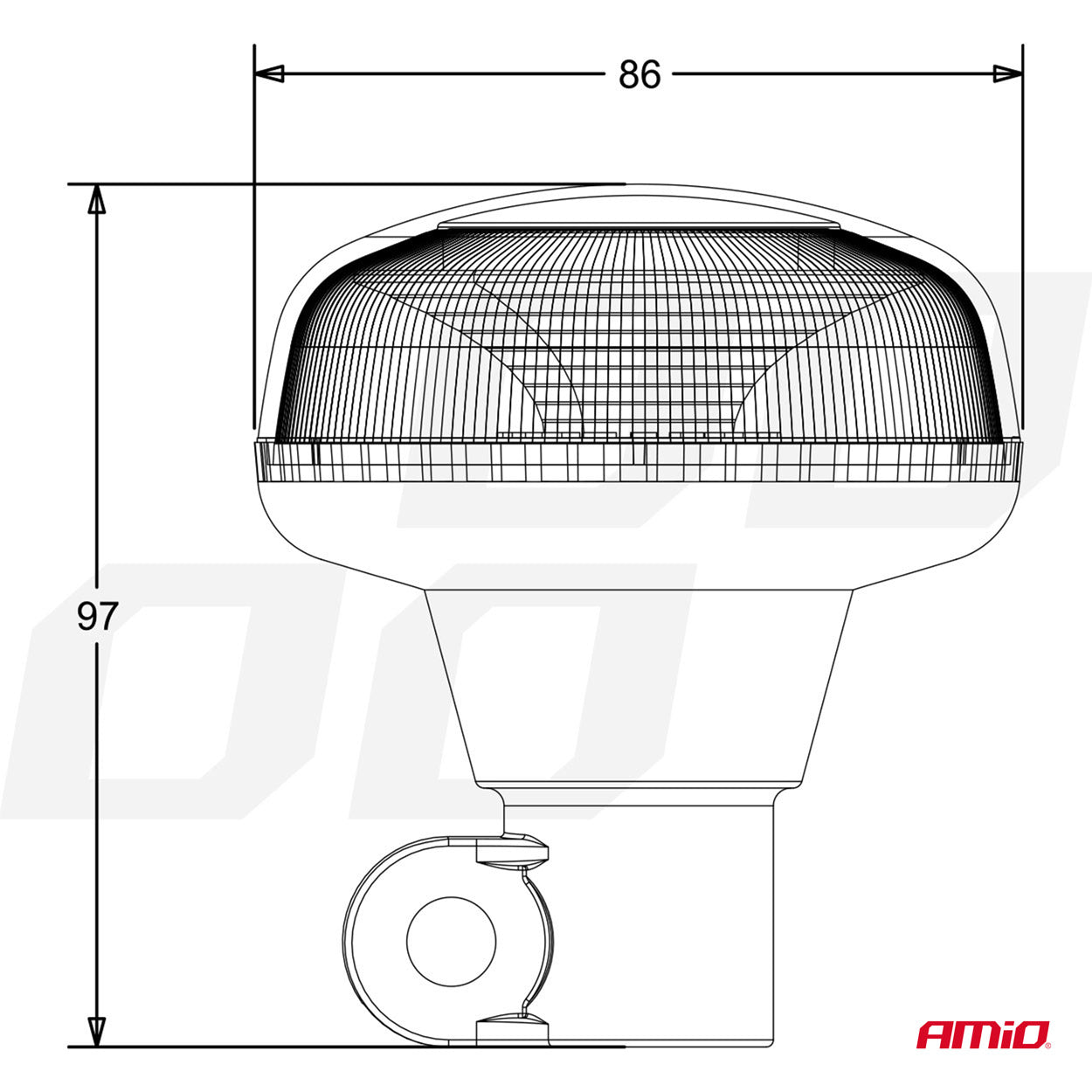 Varsellys mini 18 LED, R65- og R10-godkjent, 12/24 V, AMIO-02922