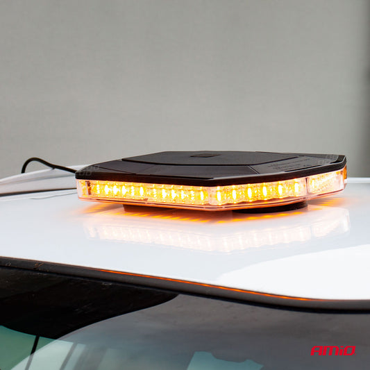 LED varsellysbjelke WLB78 med magnetfeste, 293 × 171 mm, R65- og R10-godkjent, 48 LED, 12–24 V, IP56, AMIO-02920.