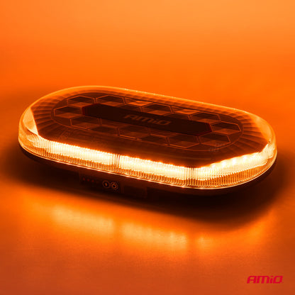 Trådløs LED varsellysbjelke med fjernkontroll, R65- og R10-godkjent, 326 × 186 × 63 mm, 26 W, 12/24 V, AMIO-04369