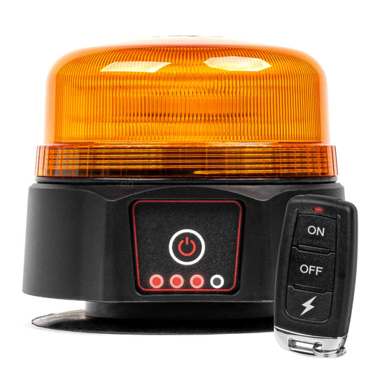 Trådløs LED varsellampe med fjernkontroll, R65- og R10-godkjent, 12/24 V, AMIO-03932