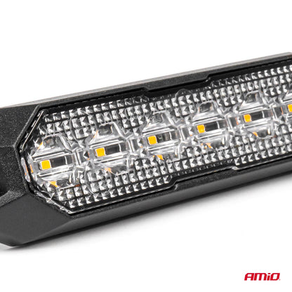 Flat LED varsellys 6 × 3 W, R65- og R10-godkjent, 12/24 V, AMIO-03930