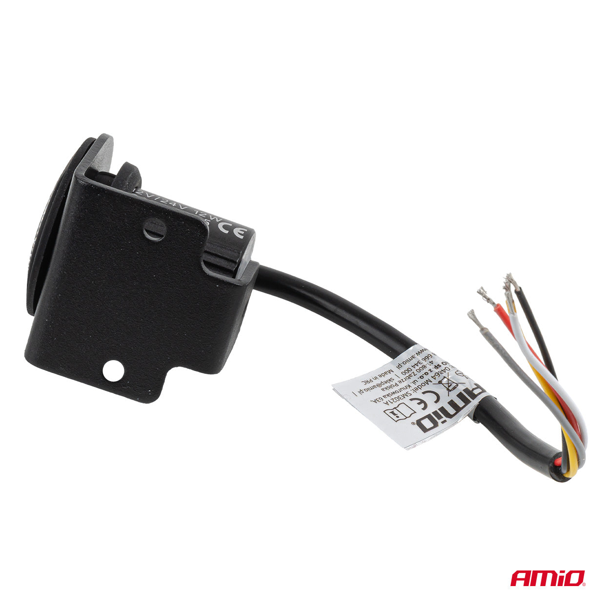 Rundt oransje LED varsellys, R65-godkjent, 12/24 V, AMIO-04864