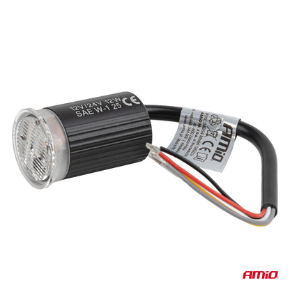 Rundt oransje LED varsellys, R65-godkjent, 12/24 V, AMIO-04864