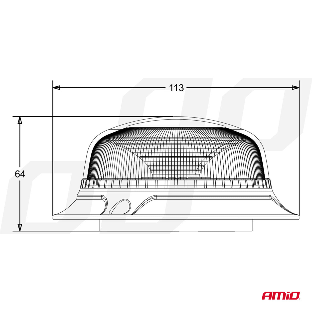 Varsellys mini 18 LED med magnetfeste, lav, R65- og R10-godkjent, 12/24 V, AMIO-02925