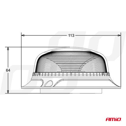 Varsellys mini 18 LED med magnetfeste, lav, R65- og R10-godkjent, 12/24 V, AMIO-02925