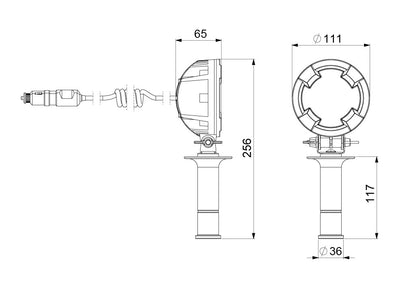 Arbeidslampe med brakett og sigarettennerplugg bredt spredt lys, 2600 lm HORPOL-LRD 3185