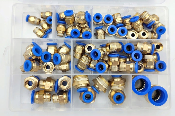 Pneumatisk koblingssett med gjenger 4-16mm – 72 deler
