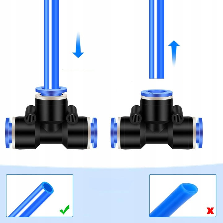 Pneumatisk koblingssett med Y- og T-fordelere 4–12 mm – 46 deler
