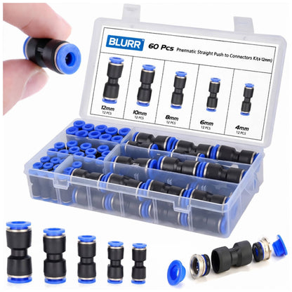 Innstikkobling sett 4-12mm (60 deler) – Push-in koblingssett for pneumatikk