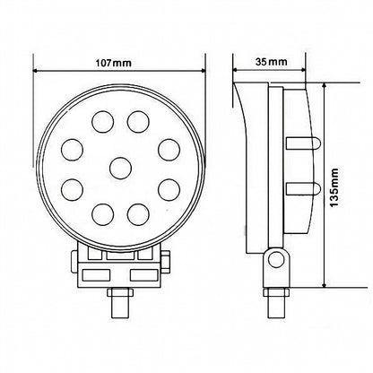 LED arbeidslys 9 LED, 12/24V, KAMAR – L0076