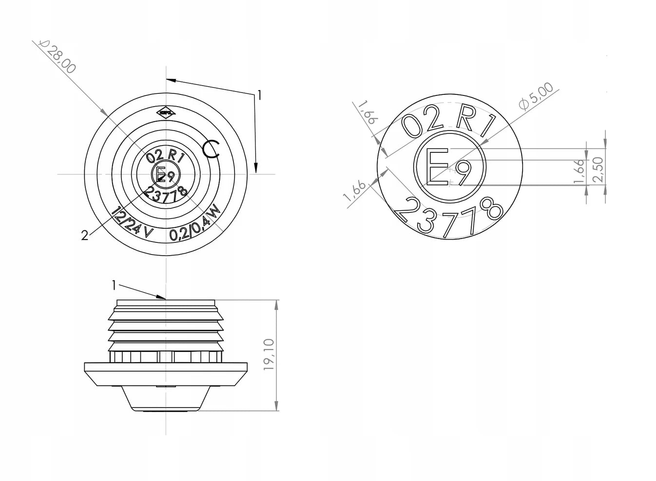 LED markeringslys, rød, 12/24V, HORPOL - LD 2633