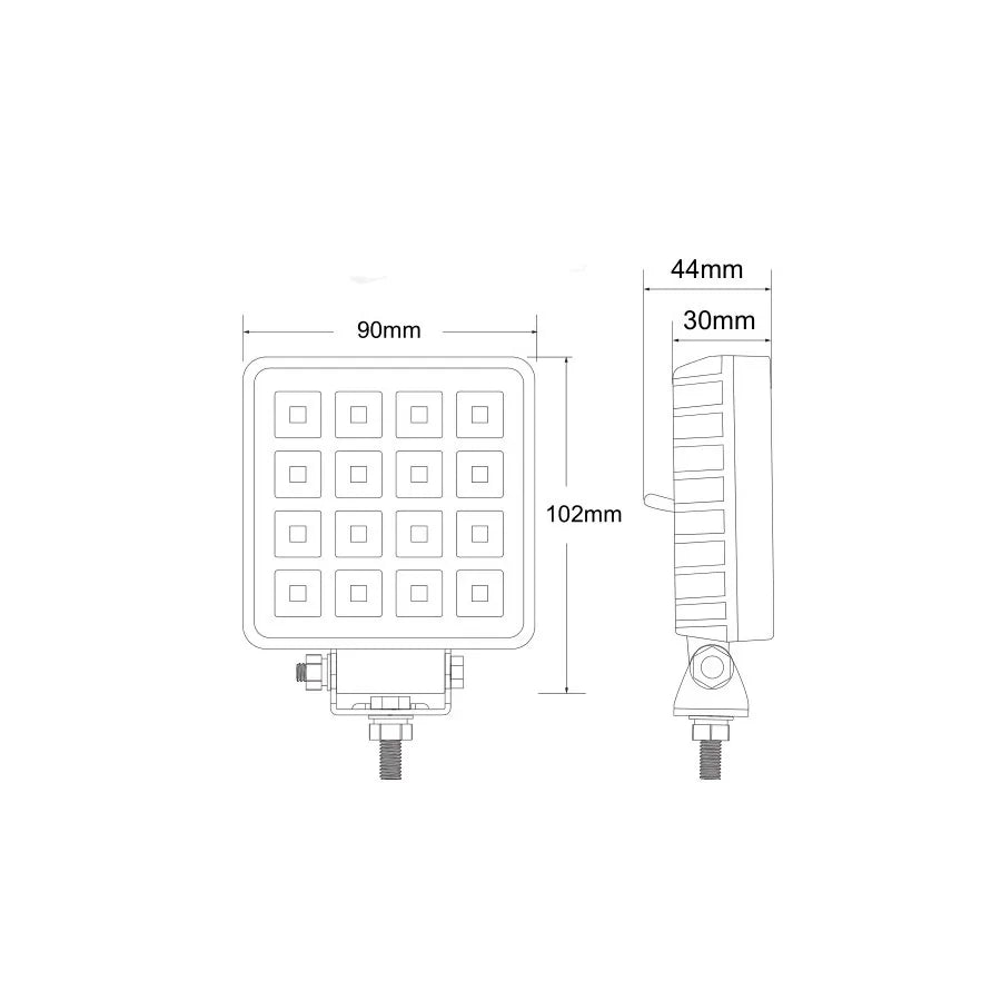 LED arbeidslys, 16 LED, 12/24V, med bryter, KAMAR – L0154