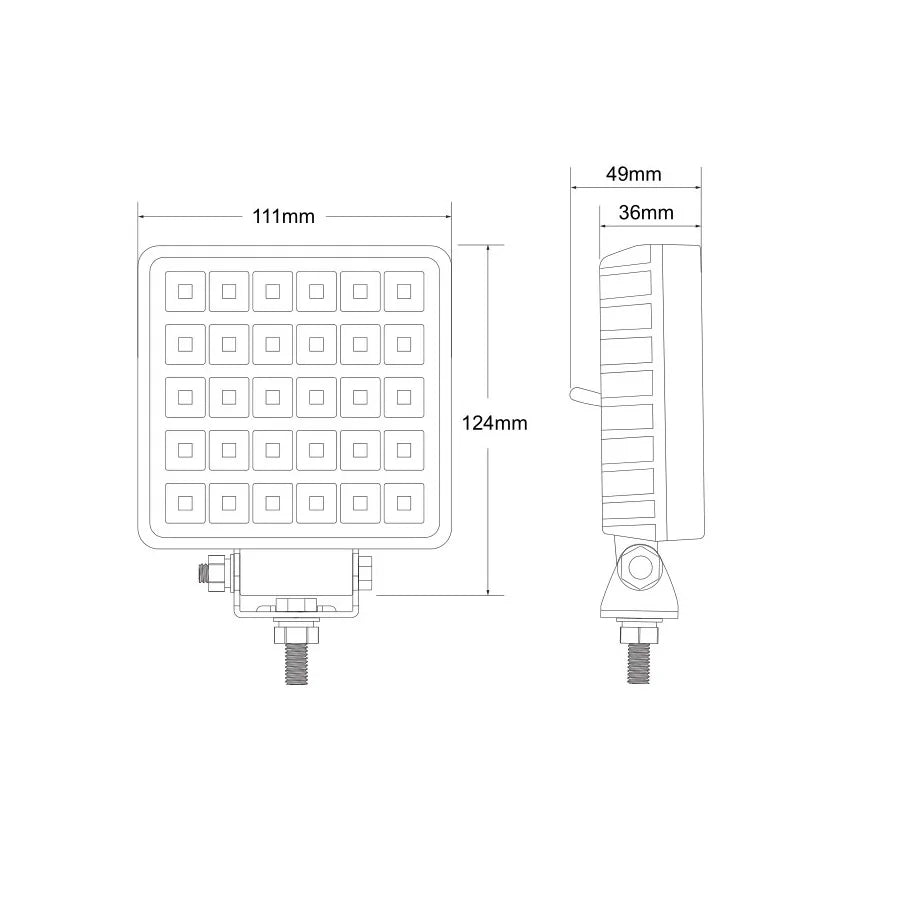 LED arbeidslys, 30 LED, med bryter, 12/24V, KAMAR - L0156