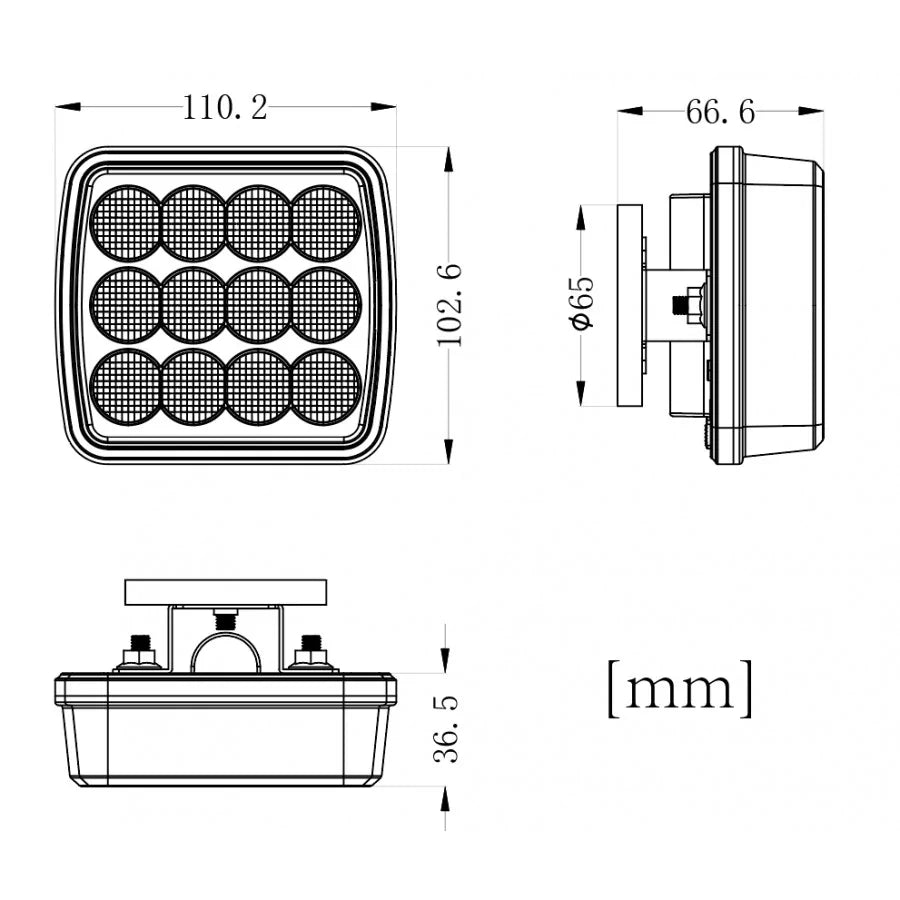 LED strobelys, 5W, 12 LED, 12/24V, Magnet, KAMAR - LW0044