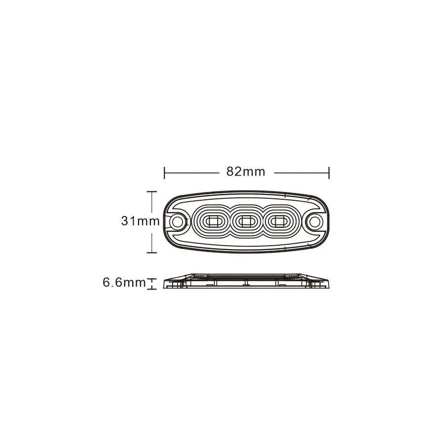 LED strobelys Slim, 10W, 3 LED, 12/24V, KAMAR - LW0036-2