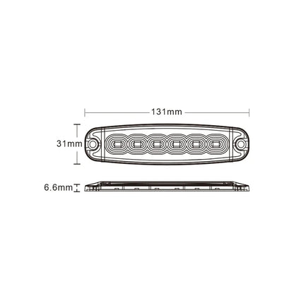 LED strobelys Slim, 20W, 6 LED, 12/24V,  KAMAR - LW0038-2