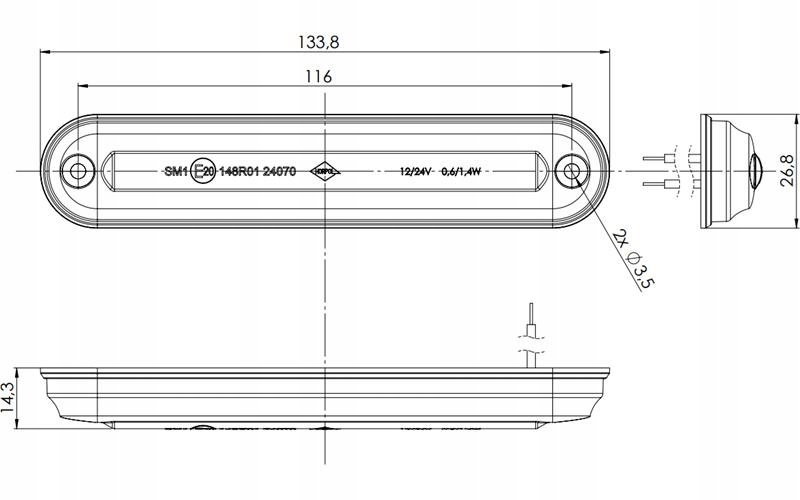 Markeringslys LED Neon Graphite - Hvit