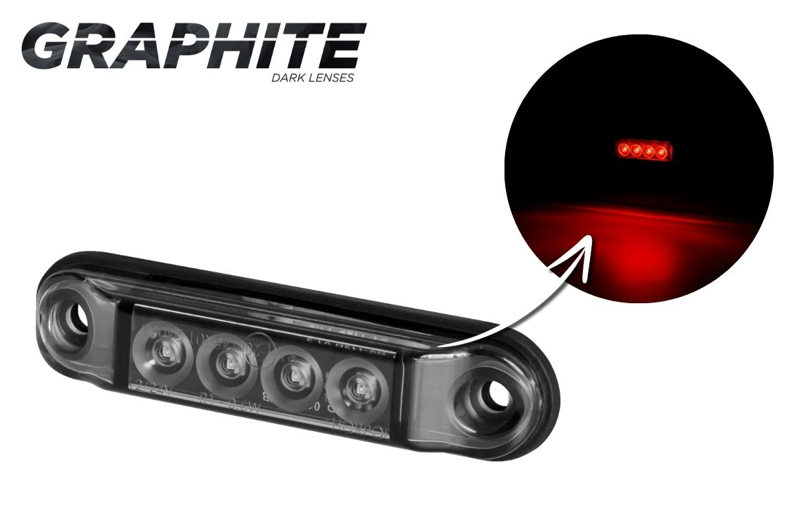 Markeringslys LED Slim Graphite - Rød