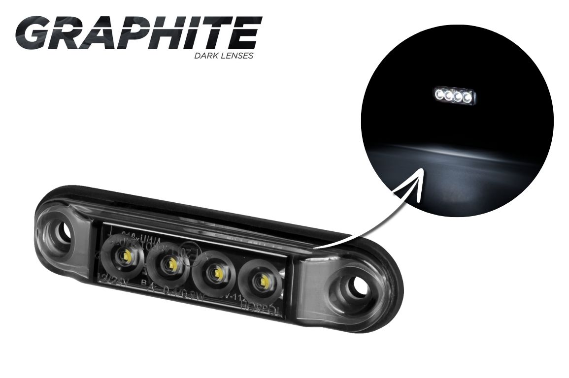 Markeringslys LED Slim Graphite - Hvit