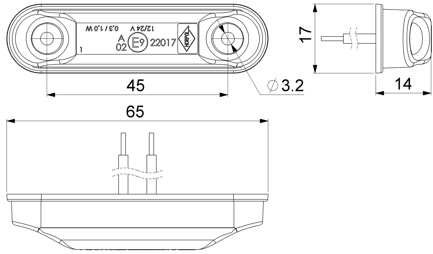 Markeringslys LED Slim - Hvit