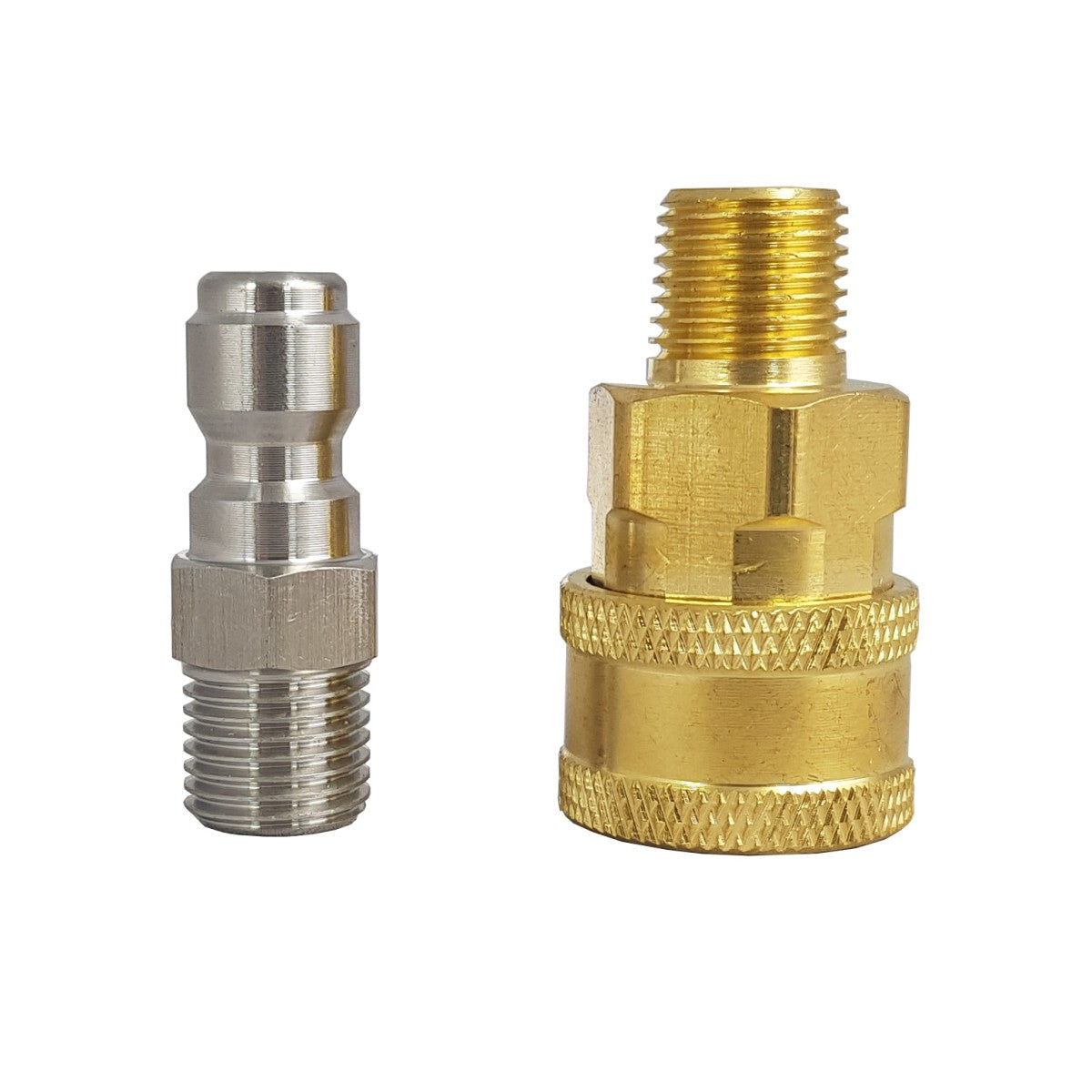 Høytrykks hurtigkobling 1/4" utvendig sett (plugg + sokkel)